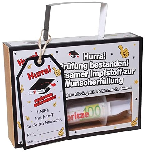 witzige Geld-Spritze Finanzspritze Deko Spritze zum Befüllen mit Geld zum Urlaub,Reisekasse bzw. zuPrüfung bestanden