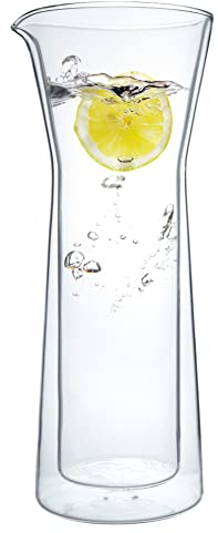 Moritz & Moritz Wasserkaraffe Glas 900ml - Doppelwandige Glaskaraffe 900ml – Karaffe Glas für Wasser, Tee, Säfte und Kaffee