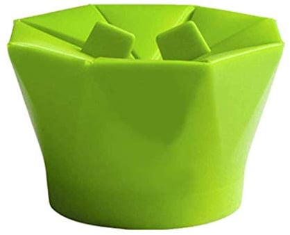 JHNEA Collapsible Silicone Microwave Hot Air Popcorn Popper Bowl with Lid and Handles, Green
