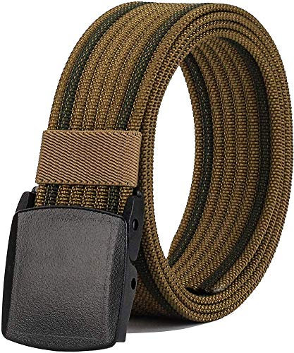 LionVII Gürtel für Herren Arbeit Reisen stark Canvas mit Kunststoffschnalle130cm (Olivbraun und Grün)
