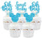 36 Stück Oh Boy Cupcake-Topper, blau glitzernde Maus-inspirierte Kuchendekorationen für Babyparty, Cupcake-Topper für Jungen, Geburtstagsparty, Dekoration für Babyparty