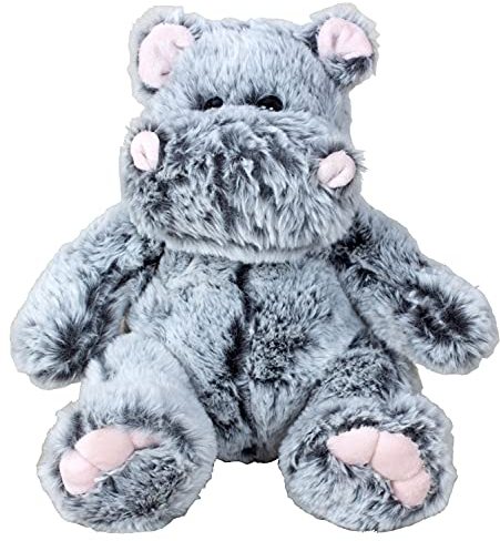 Lifestyle & More Teddybär Kuschelbär Nilpferd Hippo grau sitzend Plüschbär Kuscheltier samtig weich (26 cm)