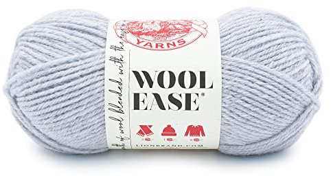 Lion Brand Yarn Wool-Ease Aran Yarn for Knitting and Crochet, Icicle, 1 Pack, Soft Wool Blend Yarn for Jumpers, Hats, and Blankets