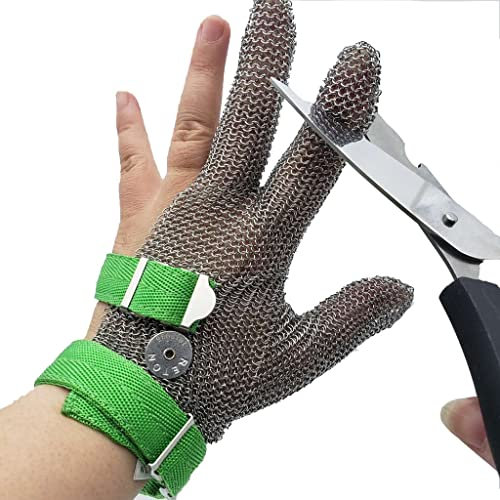 Cut Resistant Glove Grade 9 Cut Resistant Gloves, Heavy Metal Three-finger Steel Wire Gloves, For Repairs, Kitchens, Chainsaws (Size : 1pcs/XL)
