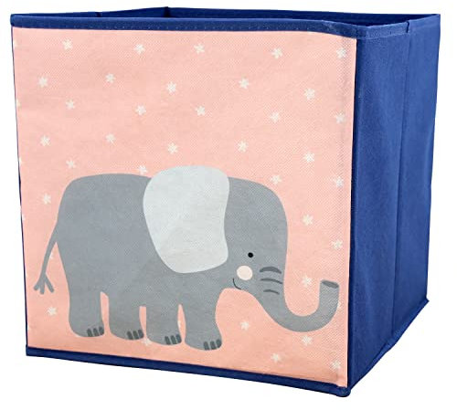 Animal Design Storage Box Foldable Toy Chest Kids Room Organiser Basket Storage Cubes Container (Elephant)
