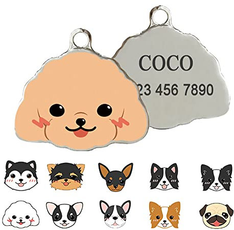 Moonpet Personalisierte Hundemarke, personalisierbar, aus Edelstahl, für verschiedene Hunderassen