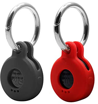 Hülle für Fliesenaufkleber (2022) 2 Stück Kleine Bluetooth Tracker Abdeckung Schutzhülle Halter für Fernsucher und Artikel Locator Haustiere Hund Katze Halsband Zubehör Schwarz+Rot