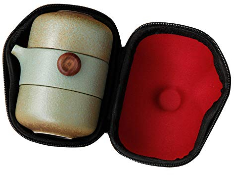 Gkhowiu Théière en céramique avec couvercle et bol à thé de style japonais fait à la main portable voyage bureau thé set vert