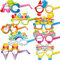 HOWAF 27 Einschulung Deko Set für Junge und Mädchen, Alles Gute Zum Schulanfang Brille Schulkind Brille ABC 123 Zuckertüten Schuleinführung Foto Requisiten Schulanfang Photo Booth für Schulanfang Deko