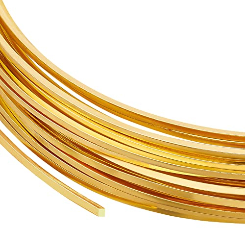 BENECREAT 0.8 mm (20 Gauge) 5 m Quadratischer Kupferdraht, Goldener Messingdraht Für Schmuck-Perlen-Handwerksarbeiten