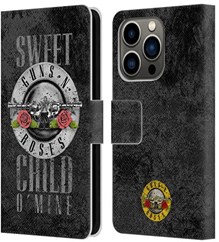 Head Case Designs Licenza Ufficiale Guns N' Roses Sweet Child O' Mine Vintage Custodia Portafoglio in Pelle Compatibile con Apple iPhone 14 PRO
