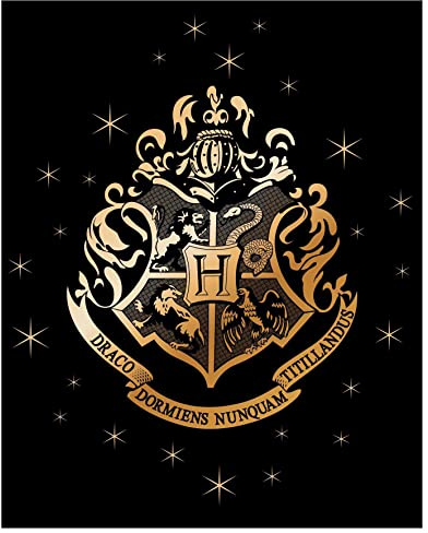 SaoTi Coralina Decke Harry Potter 120 x 150 cm, Wappen, Figuren, verschiedene Modelle und Farben (schwarzer Hintergrund)