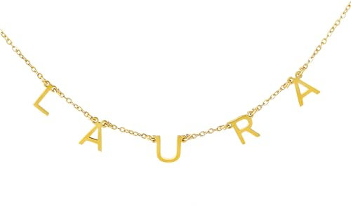 Rubsmao Personalised Name Necklace,18K Gold Plated Initial Choker Custom Letter Necklace for Women Birthday Gifts for Girls