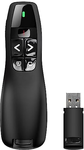 GiReich Presenter Wireless, Puntatore Laser, USB Puntatore per Presentazioni, Presentatore Penna Presenter Telecomando PPT, Clicker Presentazione PowerPoint a 2.4GHz per Scuola o Ufficio, Nero