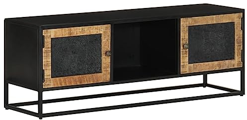vidaXL Mobile Porta TV 110x30x40 cm in Legno Massello di Mango e Ferro