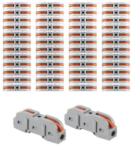 Verbindungsklemmen 1-polig 50 Stück Kabelverbinder Steckklemmen Kabelklemmen mit Hebel, Compact Elektro Klemmen Durchgangsverbinder von Verbinden Leitern, Frei Kombinierbar