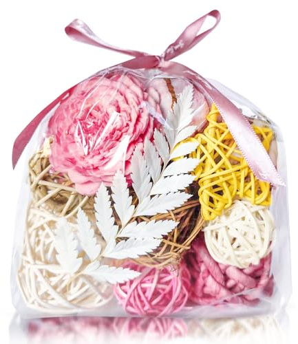 Qingbei Rina Decorative Balls for Bowls, Assorted Vase Filler for Centerpieces, Wicker Rattan Balls Decorative Orbs Woven Spheres, Bowl Fillers for Home Decor, Spring(Pink)