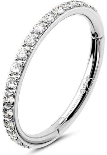 OUFER 16G Piercings Helix Echt Silber 925 CZ Rook Tragus Conch Clicker Cartilage Earring Hoop Daith Knorpel Ohrring Ohrpiercing Nasenring Nase Nose Ring Körperschmuck