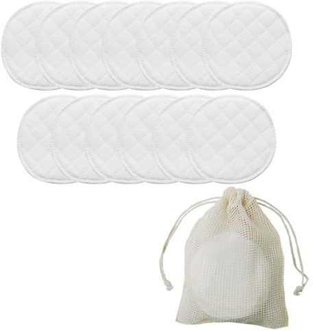 Coppette per Allattamento Lavabili in cotone (11pcs), Riutilizzabili Pad Infermieristica, Antiallergici Rilievi Reggiseni(10cm,bianco,Borsa in rete di cotone)