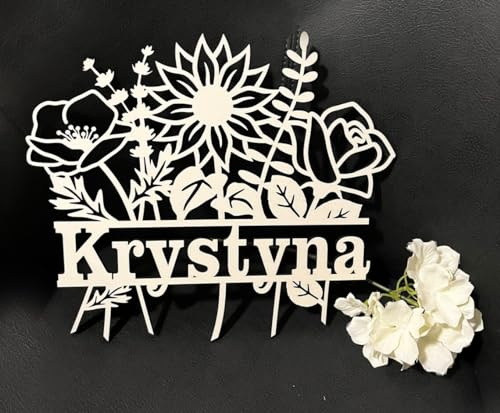 NoriKids Türschild aus Holz | Namensschild für Haustür | nachhaltiges & handgefertigtes Familienschild | Verspieltes Haustürschild | Türdeko mit Blumen | personalisierte Geschenke