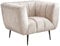 Riess Ambiente Retro Sessel Noblesse 106cm Champagner Samt mit Ziersteppung Wohnzimmersessel Loungesessel Polstersessel Samtsessel Cocktailsessel