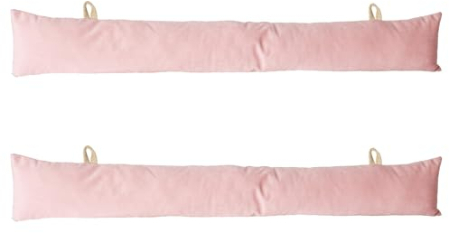 Nicola Spring 2X Rosa 60cm x 12cm Samt Zugluftstopper - Lang Haustür Entwurf Ausschluss Stopper Blocker Isolierung Unten Kissen