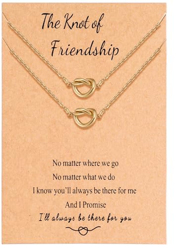 Ralukiia BFF Love Knot Infinity Matching Friendship Necklace for 2 Best Friends Long Distance Birthday Christmas Bridesmaid Jewelry Gifts for Women Sisters Bestie, Gold