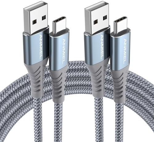 ANMIEL USB Type C Cable Fast Charging [2-Pack 1M], USB to USB C Cable Braided Charger Cord for Samsung Galaxy S10e S10 S9 S8 Plus, Note 20 10 9 8, A10e A13 A03s A32 A11 A51