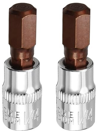 2PCS Juttzzei Hex Bit Socket, 1/4 Drive x H8 (8mm) Allen Key Socket, Premium S2 Alloy Steel 8mm Hex Bit with 1.5 Length for Torque Wrench, Ratchet Wrench, Impact Power Drills