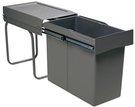 Poubelle coulisante 30l 1 seau - Amortisseur : Sans - Contenance : 30 L - Décor : Anthracite - Hauteur : 400 mm - Largeur : 255 mm - Matériau : Métal/Plastique - Nombre de seaux : 1 - Pour caisson d