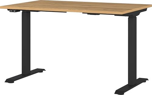 Germania Schreibtisch 7907-582, in Grandson-Eiche-Nb./Schwarz, EL. höhenverstellb., 120 x 120 x 80 cm (BxHxT)
