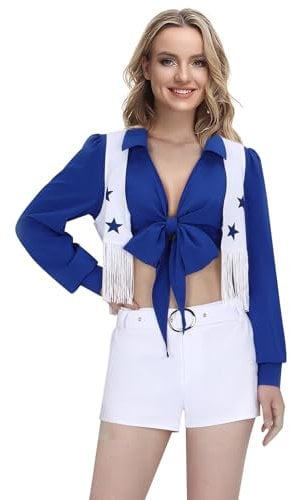 LIKUNGOU Star Football Cheerleader Kostüm Uniform High School Cowgirl Cheerleading Cheer Outfit Frauen (M)