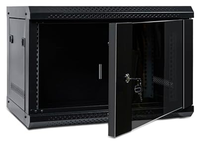 Bestfor 19 Flatpack Self Assembly Data Server Rack Cabinet, Wall or Floor Mounting, 19 Inch Standard Rack Size for Home, Office, Server Room, Computer, Audio with Locakable Glass Door 6U 400mm