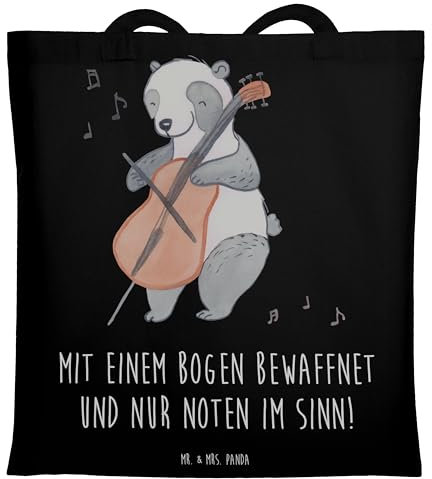 Mr. & Mrs. Panda Tote Bag Violoncello Magie - Geschenk, Umhängetasche, Musiker, Anfänger, Noten, Bogen bewaffnet, Musik, Jutebeutel, Shopper, Tasche, Laptoptasche, Instrument, Lernen