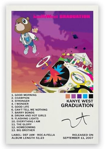 CHYgalvantic Kanye Poster West Graduation Album Cover Leinwand Poster Wandkunst Poster Schlafzimmer Malerei Dekor Poster 40,6 x 61 cm ungerahmt Stil 3
