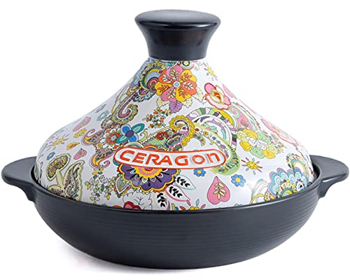 Großer handgefertigter marokkanischer Keramik-Tajine-Topf zum Kochen und Eintopfen, Kasserolle mit geschlossenem Deckel, 2 l Tajine-Topf