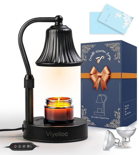 Viyelioc Candle Warmer Lamp, Candle Lamp Warmer with Timer and Dimmer, Adjustable Height, with 2 Bulbs, House Warming Gifts Home Bedroom Decor Birthday Gifts for Women
