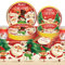 TOOELMON 69Pcs Christmas Party Tableware Set,Christmas Dinnerware Set Xmas Tableware Decor with Christmas Tablecloth,Paper Plates Napkins and Cups