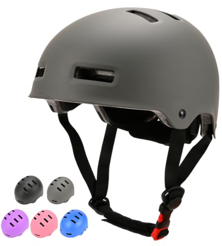 LOKJIJI Casque Vélo pour Enfants Filles Garçons Adolescents et Adultes, Réglables Casques de Protection pour Enfants pour Le Multi-Sports Cyclisme Skateboard Patinage Trottinette, Gris, S