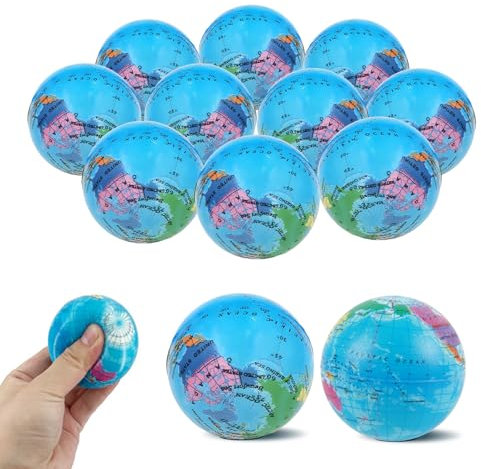 Sprinlot Stressbälle Spielzeug, 12 Stück Antistressball Weltkugel, 6CM Squeeze Bälle, Anti Stress Bälle, Mini Globus Stressball, Anti Stress Geschenke Kinder Erwachsene