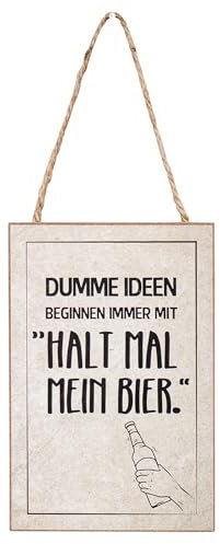 levandeo Schild 10x15cm Spruch Dumme Ideen MDF Holzbild Wandbild Bier Türschild Deko Holzschild Hänger