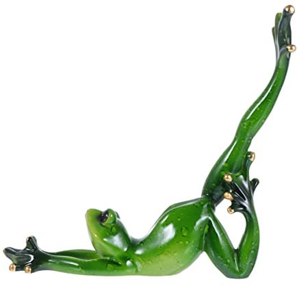 OSOLADY Yoga Figur Aus Harz Kreative Yoga Frosch Skulptur Tisch Und Gartendekoration Lebensechte Wohndeko Vielseitig Für Schreibtisch Und Bonsai