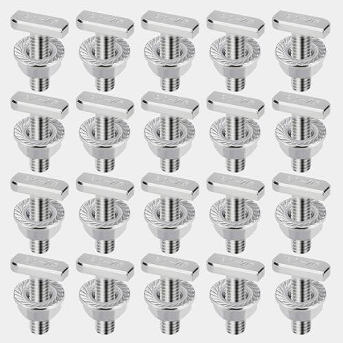 Set di 20 viti a testa martello, viti a T con dadi di bloccaggio M8 x 20 mm, in acciaio inox A2-70, dadi flangiati M8, viti per guide di montaggio fotovoltaico