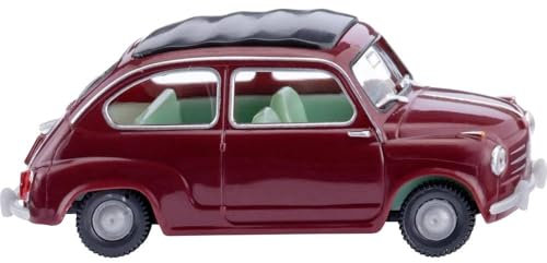 Wiking 009908 H0 PKW Modell FIAT 600, weinrot