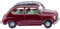 Wiking 009908 H0 PKW Modell FIAT 600, weinrot