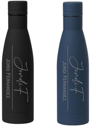WEPRINTFY. | Botella Térmica Personalizada | Firma y Nombre | Botellas de Agua Acero Inoxidable | 750 ml Bebidas Frias y Calientes | Botella Agua | botella agua acero inoxidable (NEGRO)