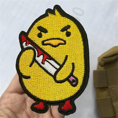 Velcro Patches Funny Duck with Knife Patches Velcro Military Magic Sticker Clothing Accessories with Velcro Fastener for Boys, Girls, Jackets, Jeans, Backpacks
