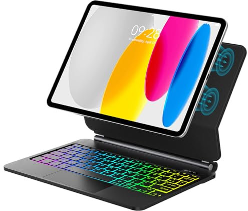 IVEOPPE Clavier pour iPad 11ème Génération (A16) 11 2025/iPad 10ème Génération 10.9” 2022, Magnétique Ultra-Mince Détachable avec Multi-Touch Trackpad Rétro-éclairé, Français AZERTY, Noir