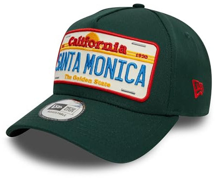 New Era Santa Monica Cap grün verstellbare Kappe Snapback gebogener Schirm Nummernschild - One-Size