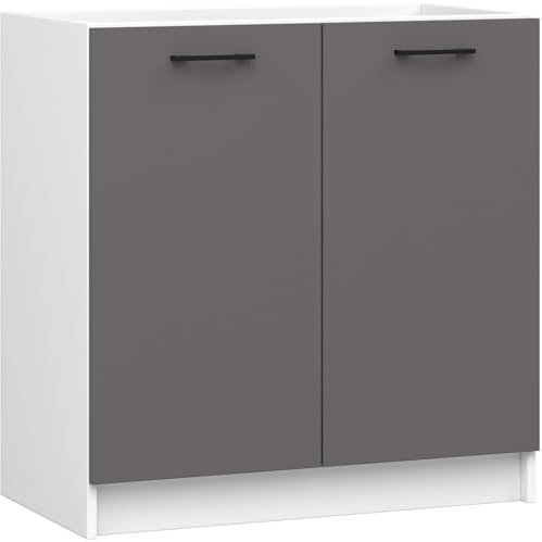 AKORD Armadio da cucina sotto il lavandino con piano di lavoro 82x80 cm | Armadio da cucina | Credenze OLIWIA | Spazioso | Adatto a ogni design | Per una piccola cucina | Bianco & Grigio Grafite